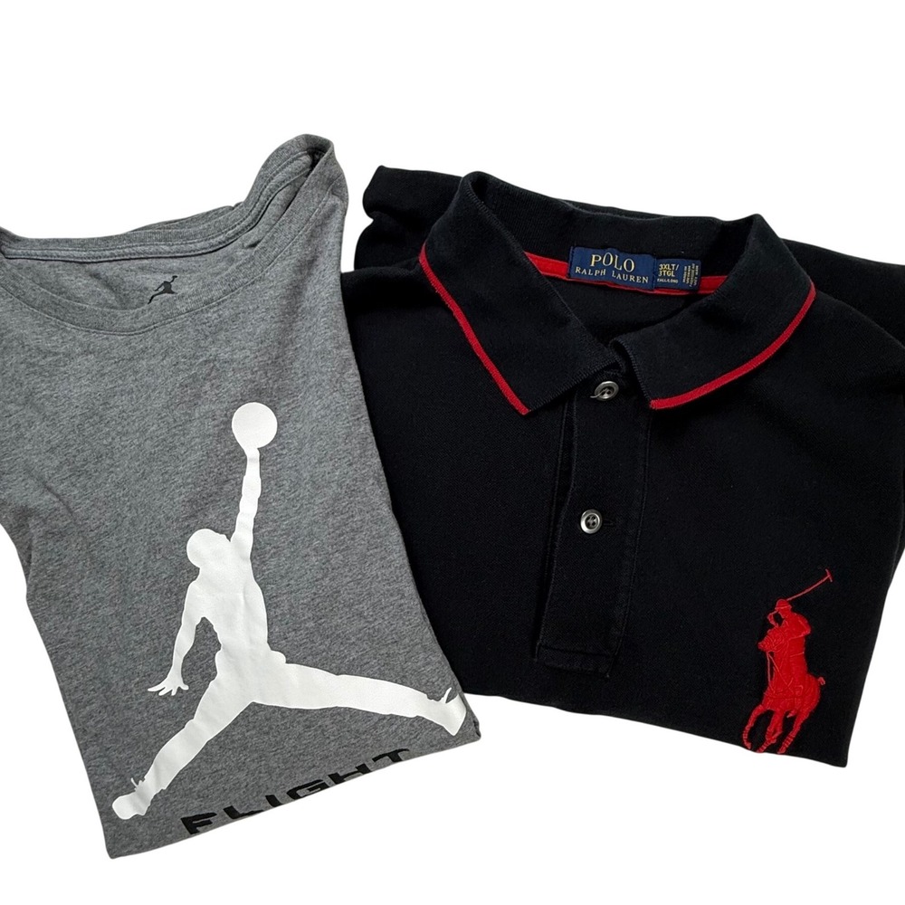 Mens Jordan Flight Long Sleeve T-Shirt & Polo Ralph Lauren Big Pony Polo Bundle